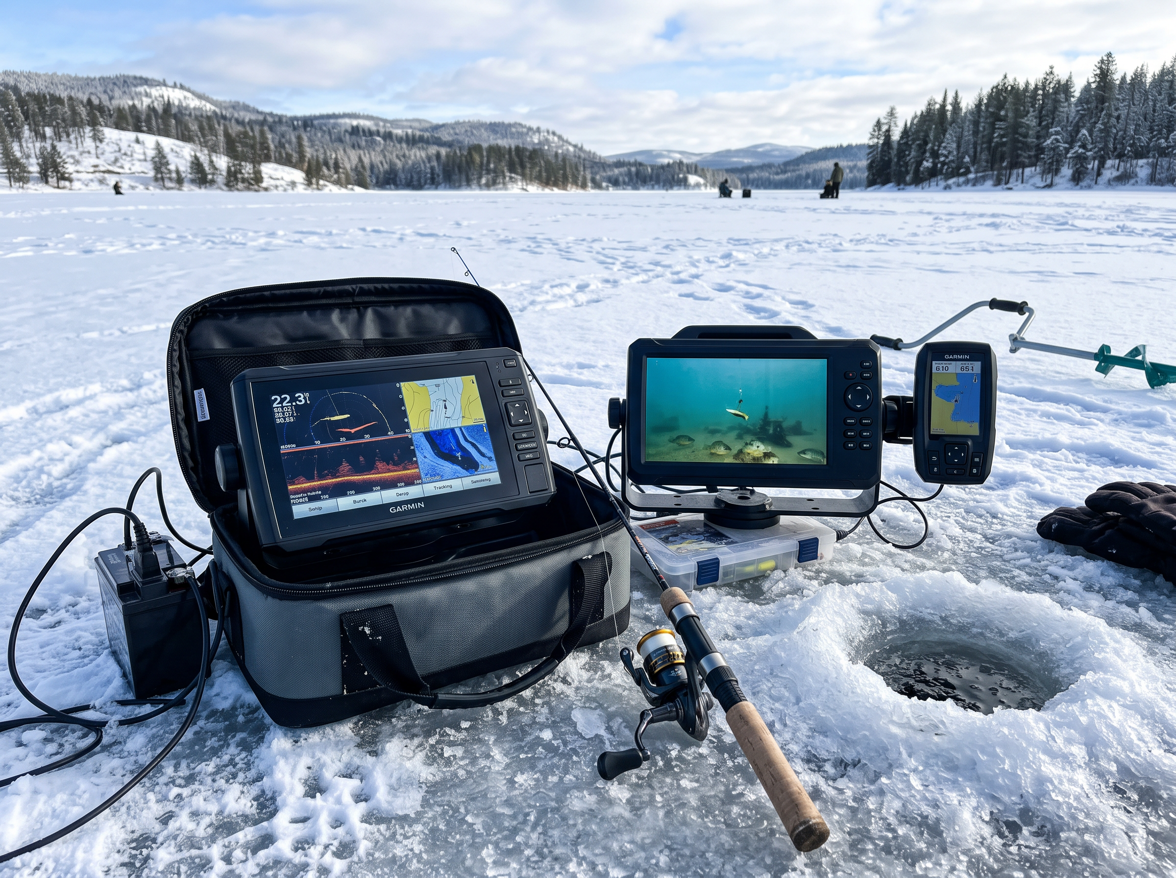 Ice fishing electronics fish finder sonar rental